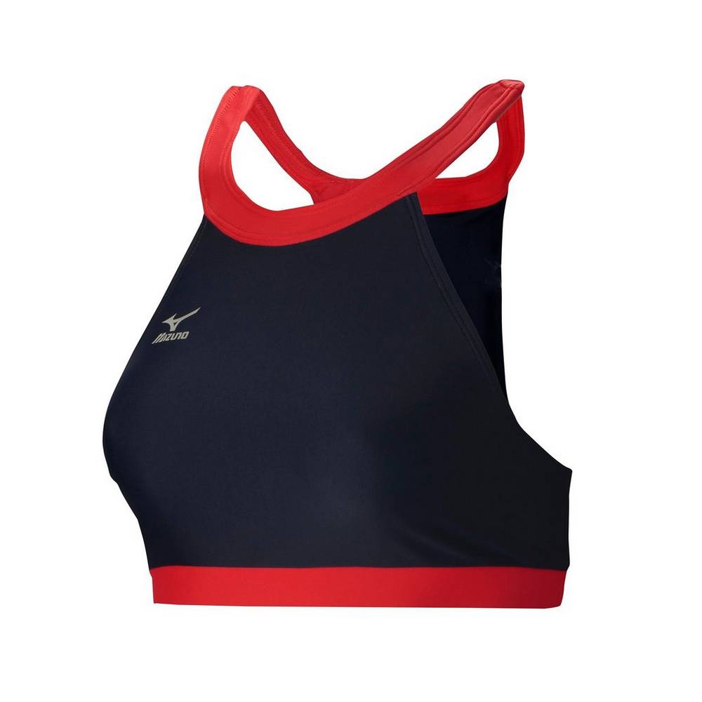 Mizuno Women's Odyssey High Neck Tops Navy/Red (440632-GKF)